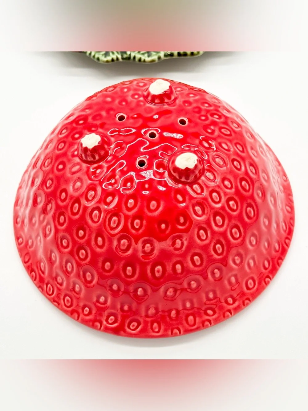 Vintage Sur La Table Portugal Ceramic Strawberry Strainer Bowl & Plate Majolica